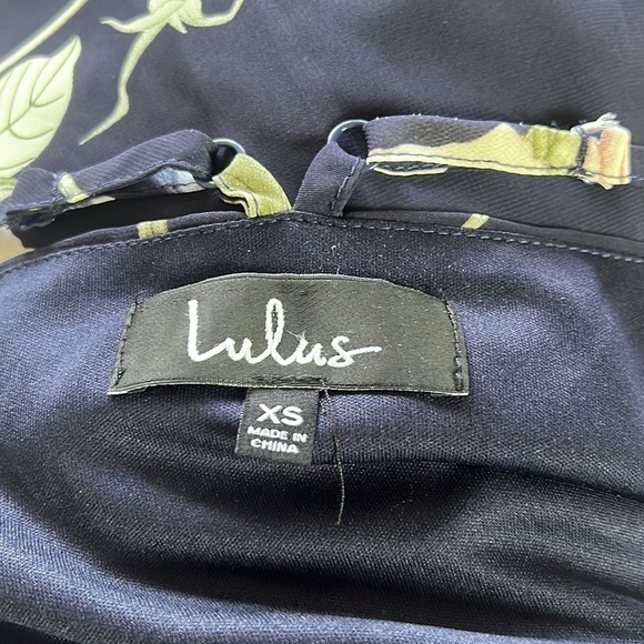 Luluโs All Mine Navy Blue Floral Print High-Low Wrap Dress Size XS - Picture 12 of 17